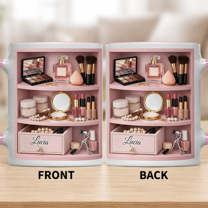 Beauty Essentials Collection With Makeup Brushes And Lipstick Design