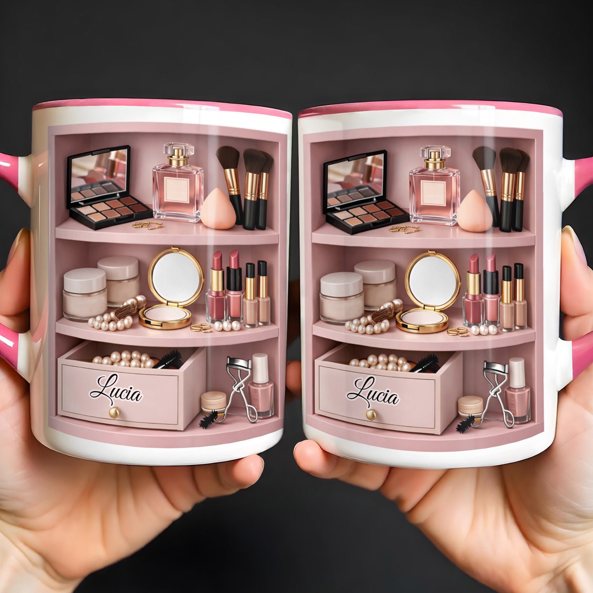 Beauty Essentials Collection With Makeup Brushes And Lipstick Design