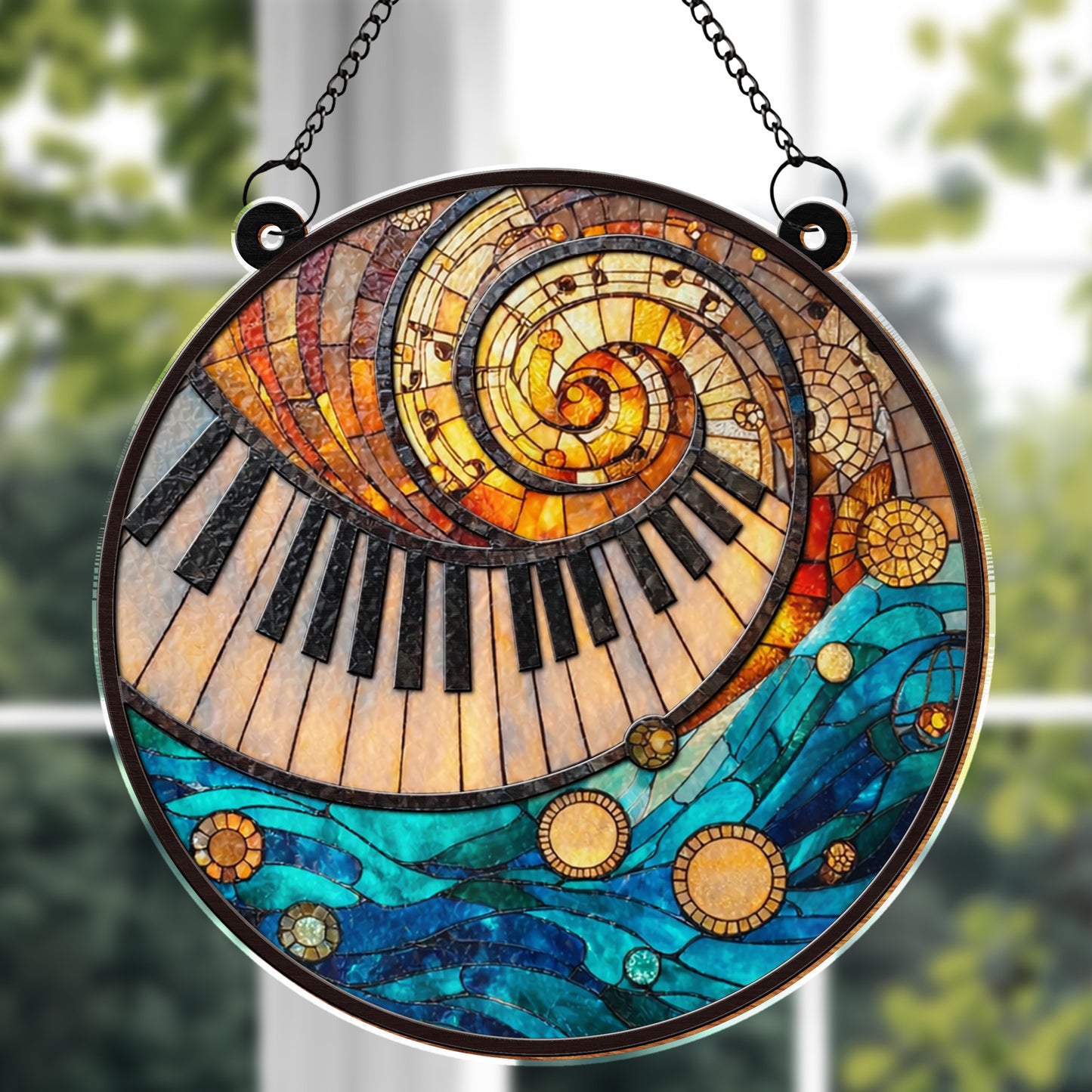 Music Is The Harmony Of The Soul, Piano Keys And Spiral Notes