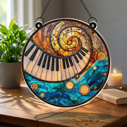 Music Is The Harmony Of The Soul, Piano Keys And Spiral Notes