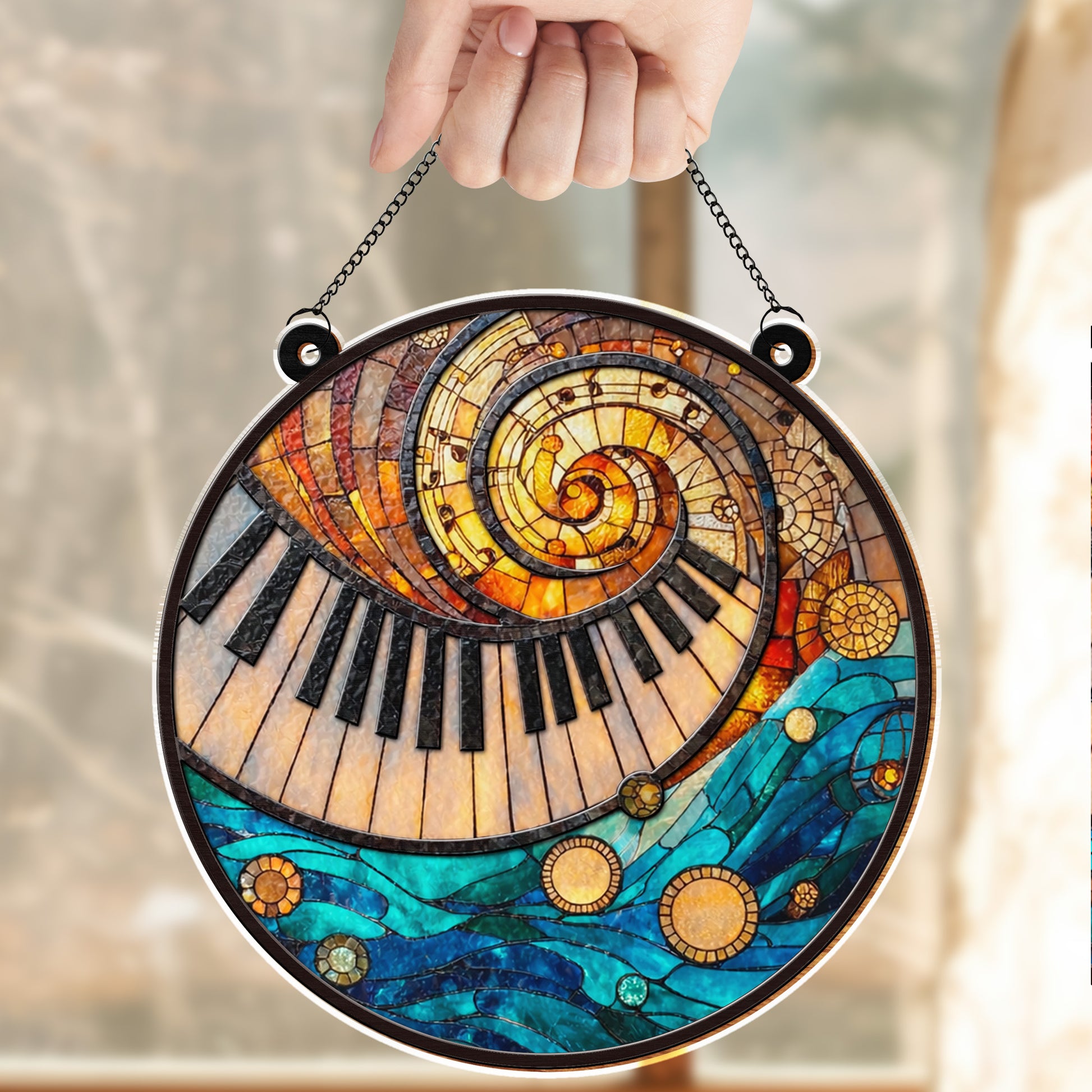 Music Is The Harmony Of The Soul, Piano Keys And Spiral Notes