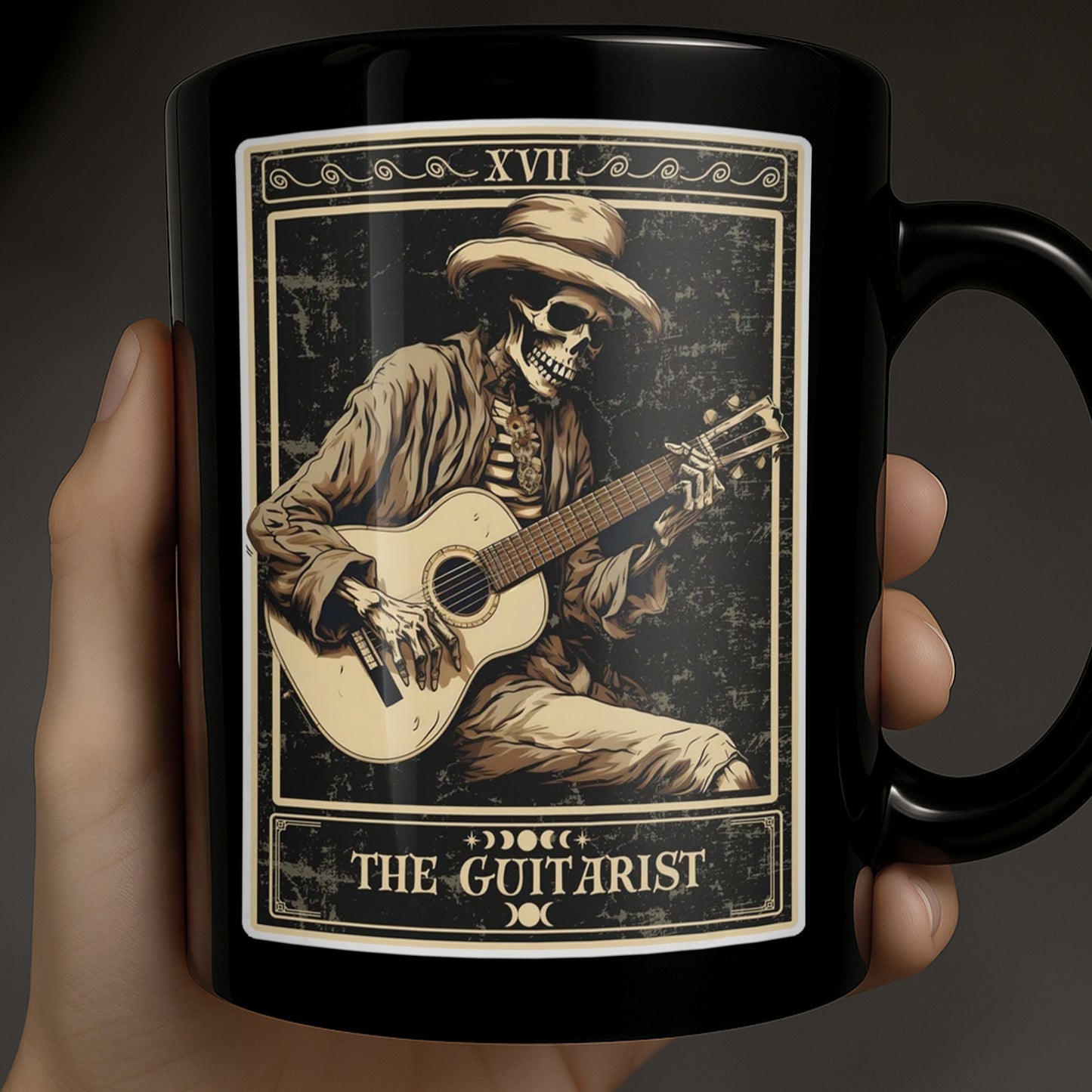 The Guitarist XVII Skeleton Tarot Card Playing Acoustic Guitar