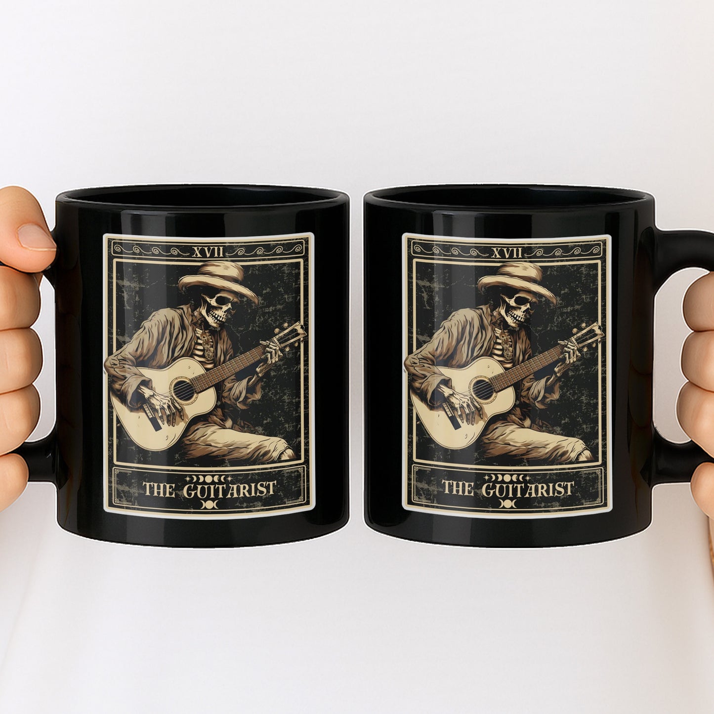 The Guitarist XVII Skeleton Tarot Card Playing Acoustic Guitar