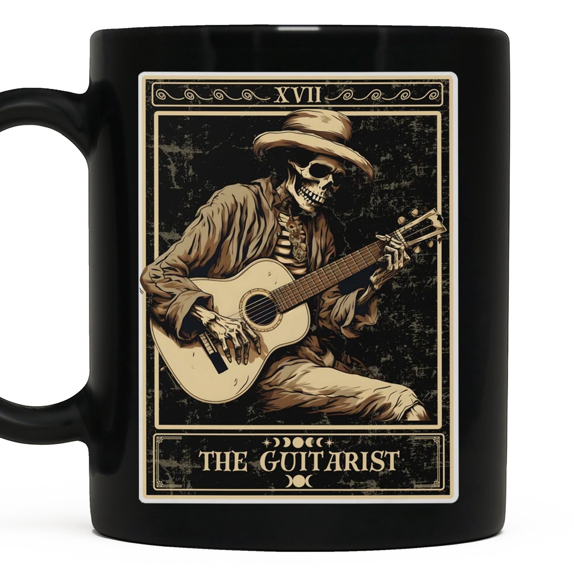 The Guitarist XVII Skeleton Tarot Card Playing Acoustic Guitar