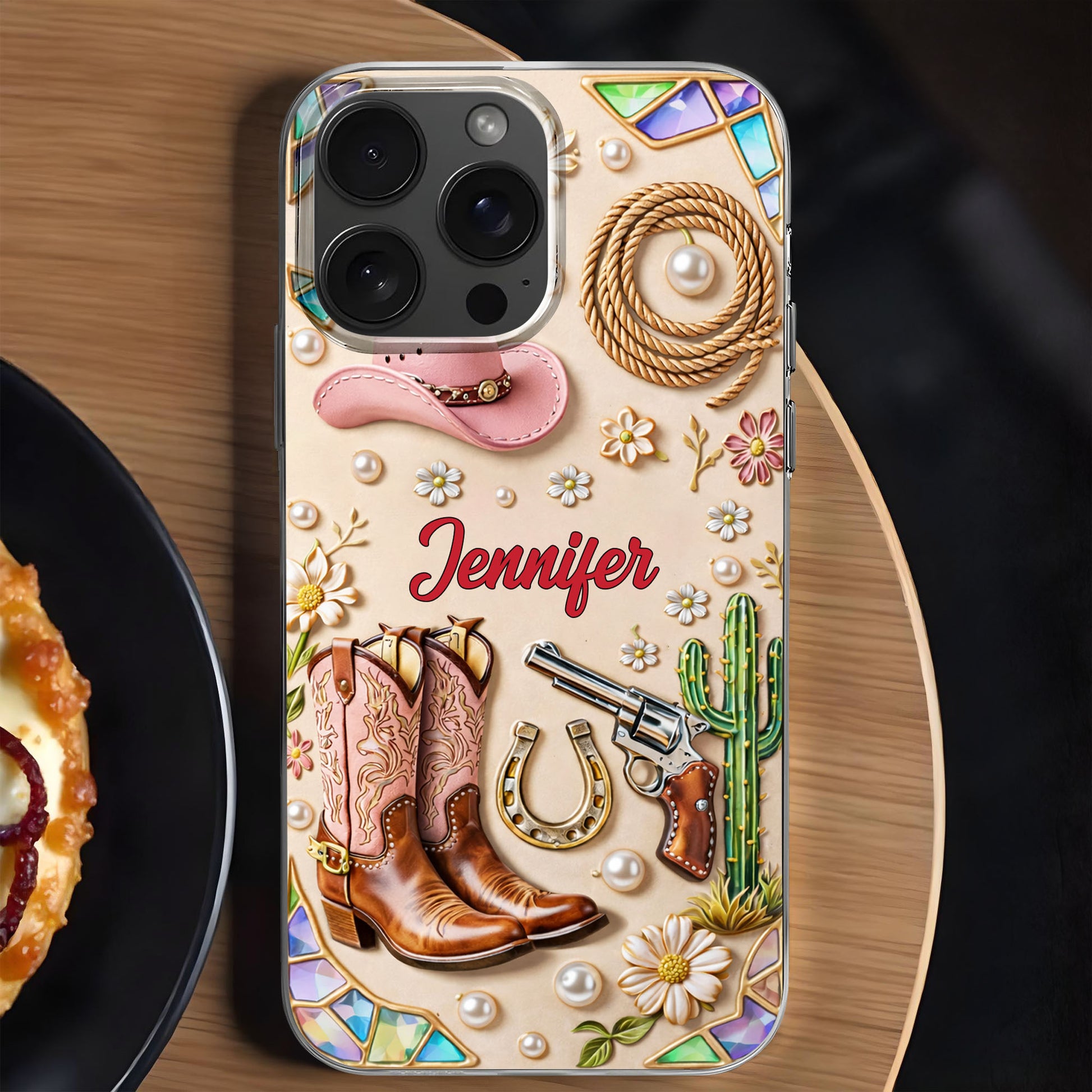 Cowgirl Spirit And Western Charm Cowboy Boots Pink Hat And Cactus