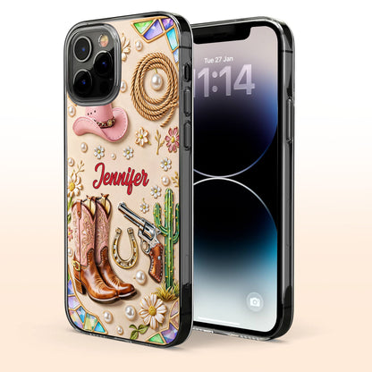 Cowgirl Spirit And Western Charm Cowboy Boots Pink Hat And Cactus