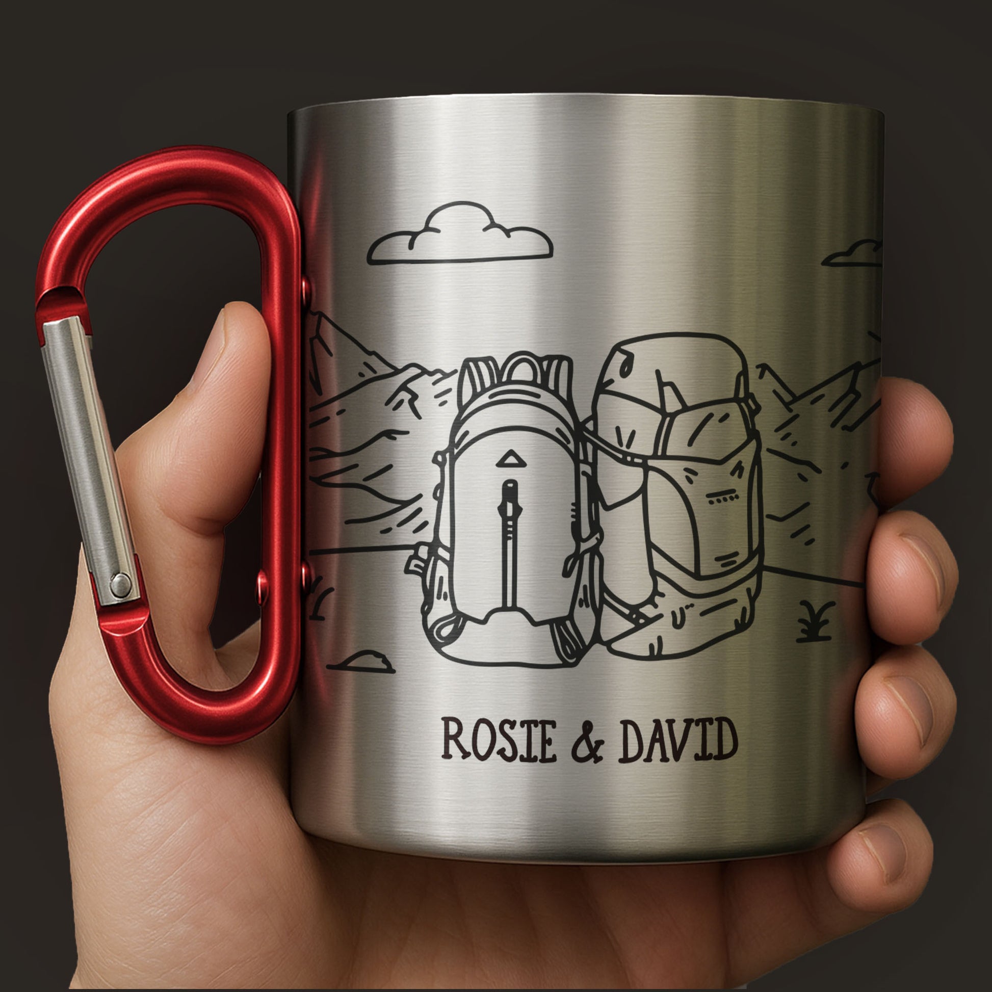 Adventuring Together Nature Scene With Backpacks And Mountains