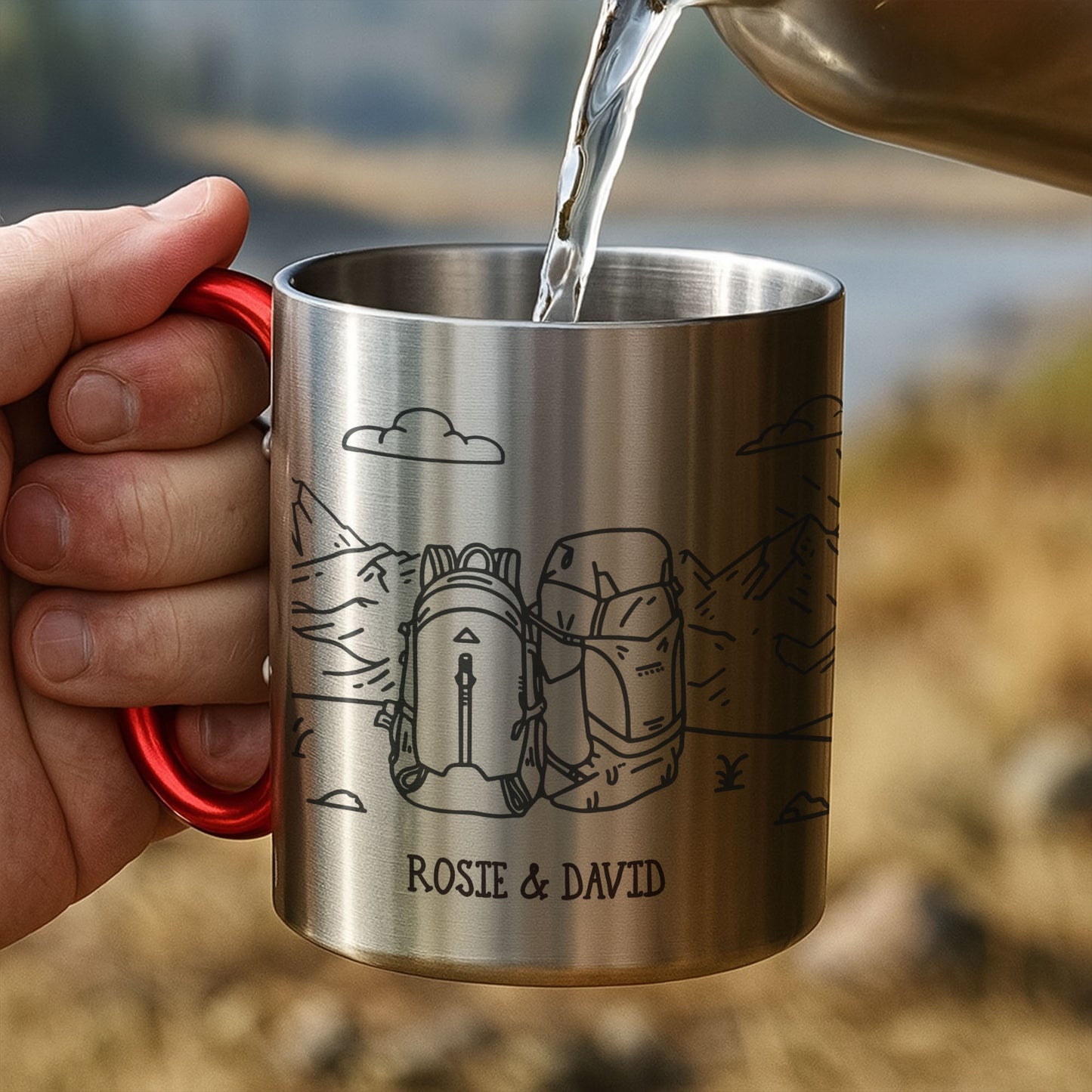 Adventuring Together Nature Scene With Backpacks And Mountains