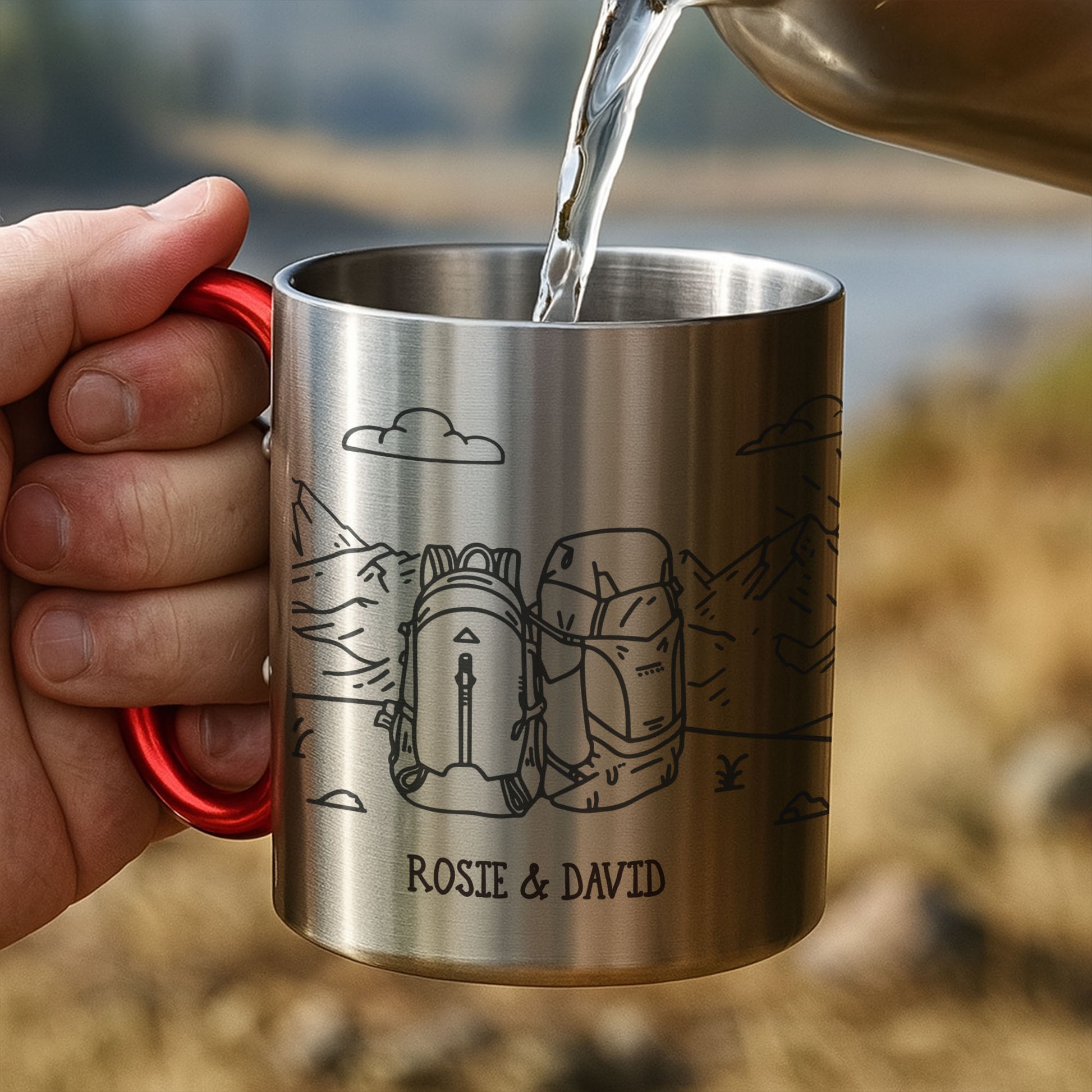 Adventuring Together Nature Scene With Backpacks And Mountains