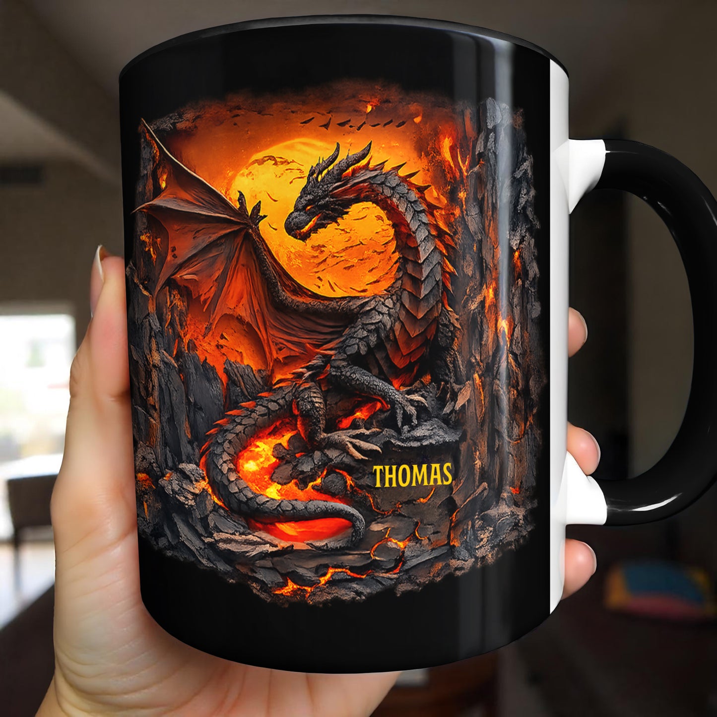 Rise From The Ashes Dragon Spirit Fire And Lava Mountain - Personalized Custom Accent Mug - HOB101_AMUG