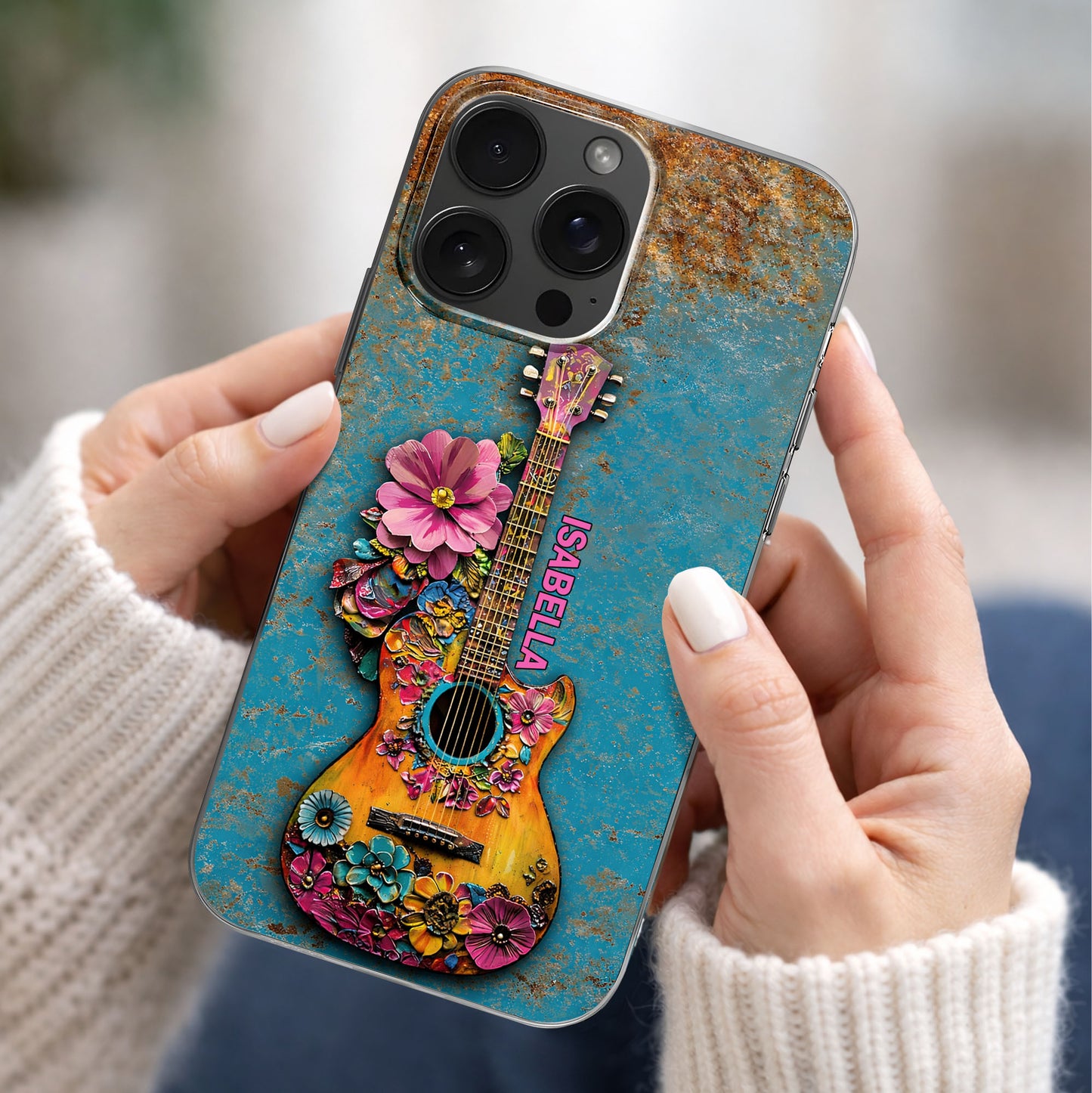 A Melody Of Flowers And Music With Floral Acoustic Guitar