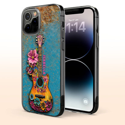 A Melody Of Flowers And Music With Floral Acoustic Guitar