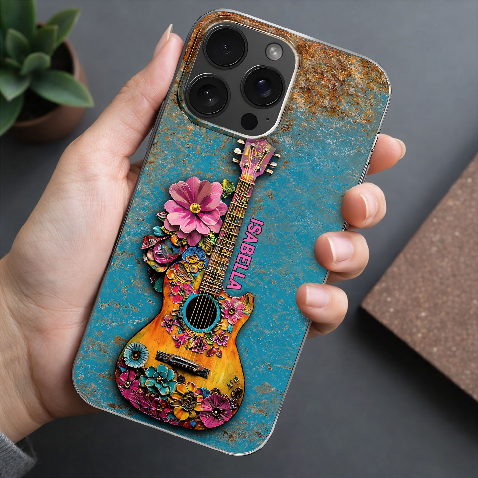 A Melody Of Flowers And Music With Floral Acoustic Guitar