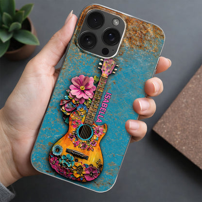 A Melody Of Flowers And Music With Floral Acoustic Guitar