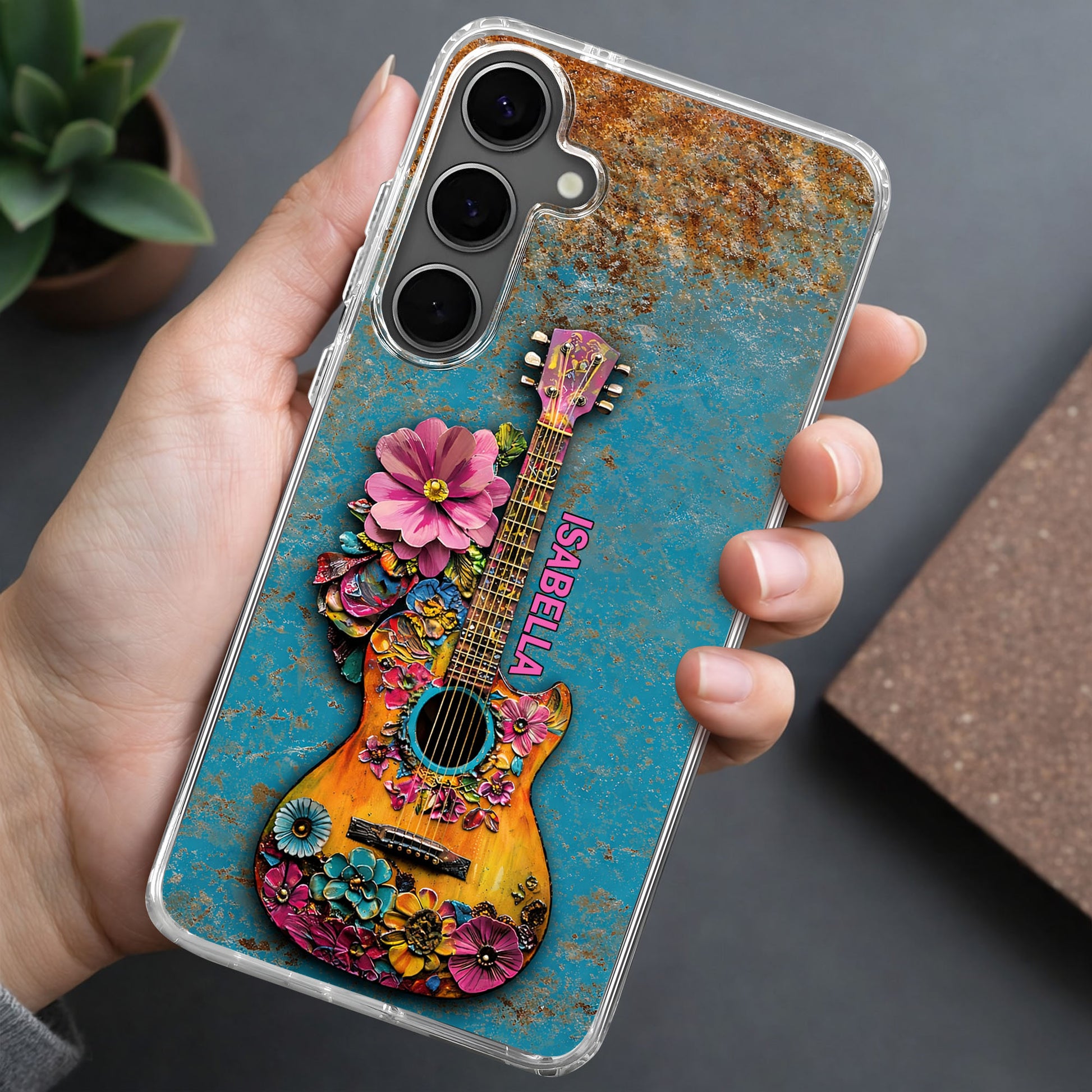 A Melody Of Flowers And Music With Floral Acoustic Guitar