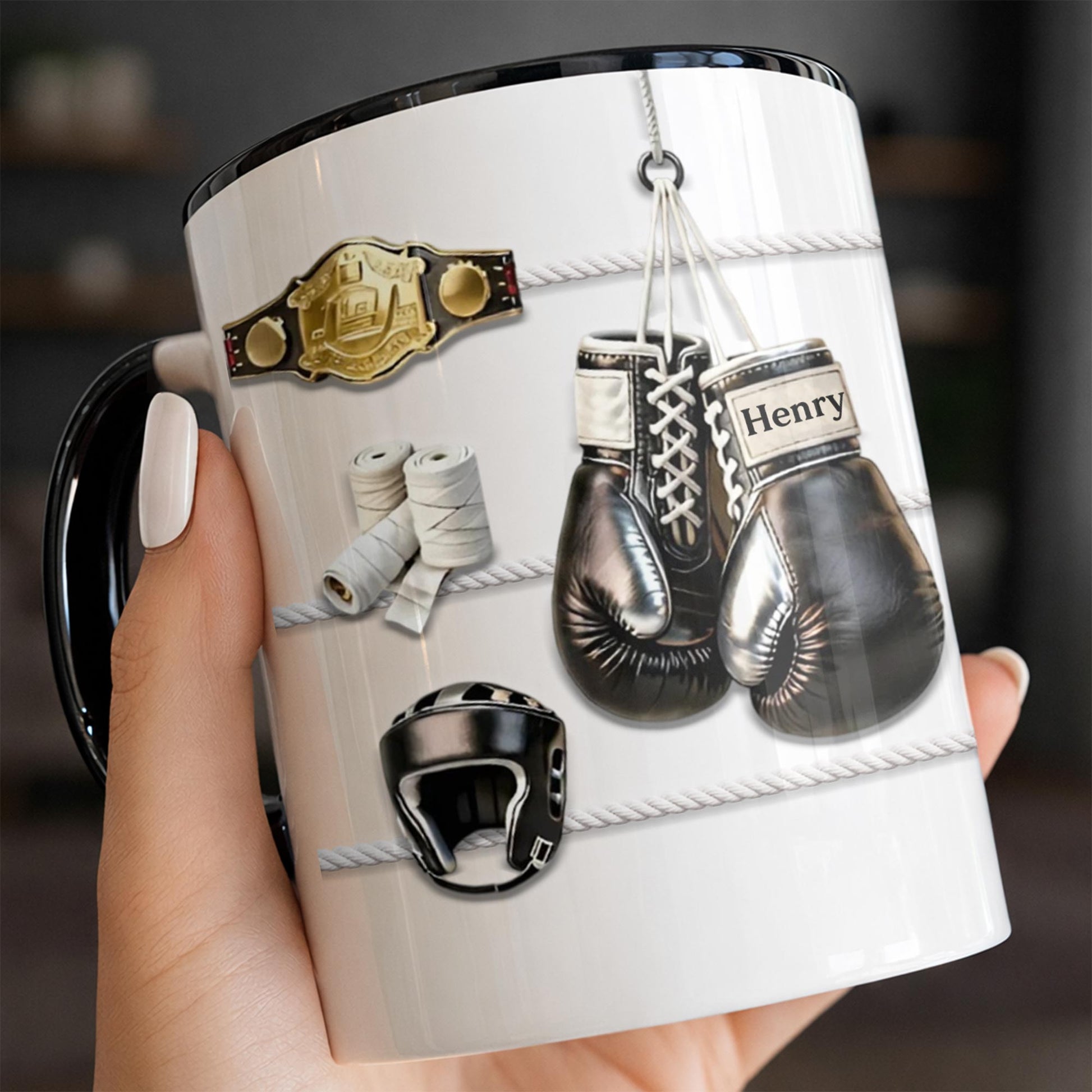 Keep Fighting For Your Dreams Boxing Gloves And Championship Belt