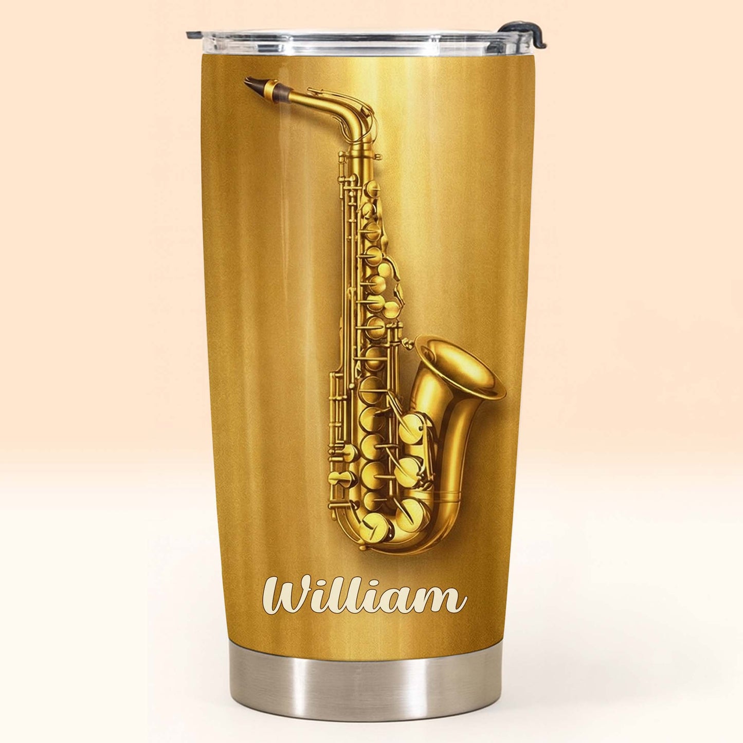 Saxophonist Nutrition Facts With Golden Saxophone - Personalized Custom Stainless Steel Tumbler 20oz 30oz - HOB104_TB