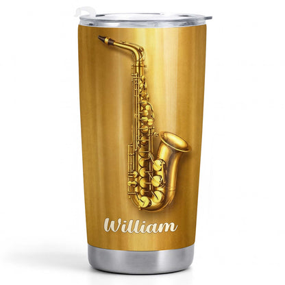 Saxophonist Nutrition Facts With Golden Saxophone - Personalized Custom Stainless Steel Tumbler 20oz 30oz - HOB104_TB