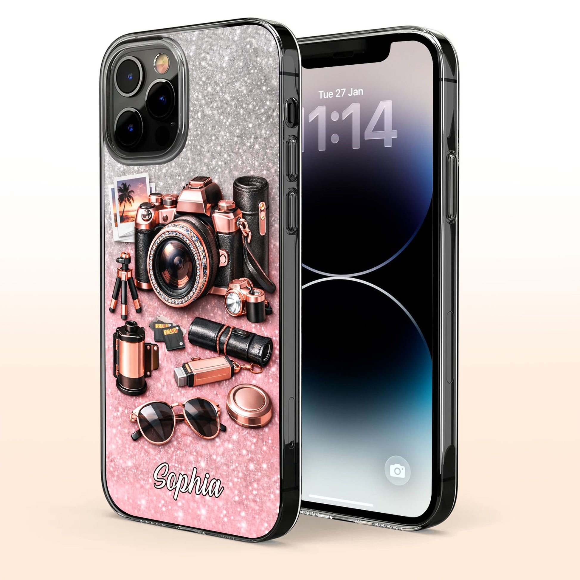 Capture The Magic Of Every Moment Rose Gold Camera And Glitter