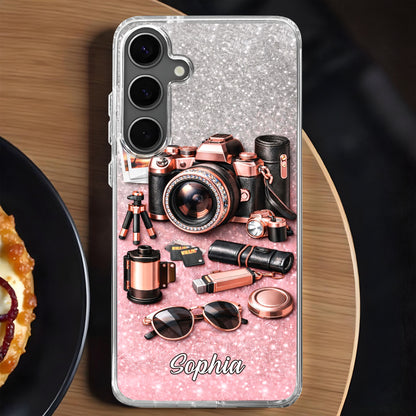 Capture The Magic Of Every Moment Rose Gold Camera And Glitter