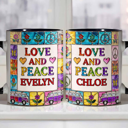 Love And Peace With Flowers Butterflies And Vintage Van Design