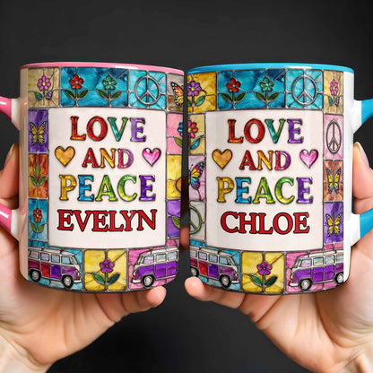 Love And Peace With Flowers Butterflies And Vintage Van Design