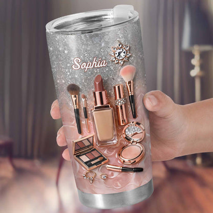 Stay Fabulous With Every Sip Glitter Makeup Brushes and Lipstick