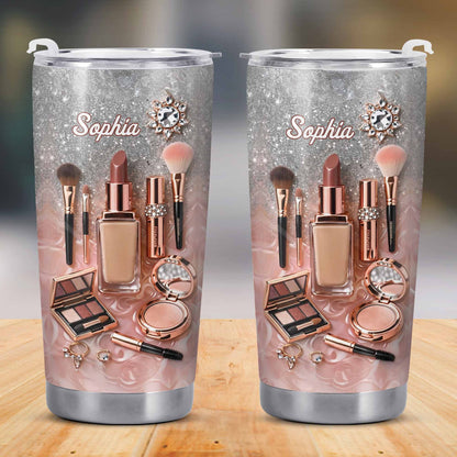 Stay Fabulous With Every Sip Glitter Makeup Brushes and Lipstick