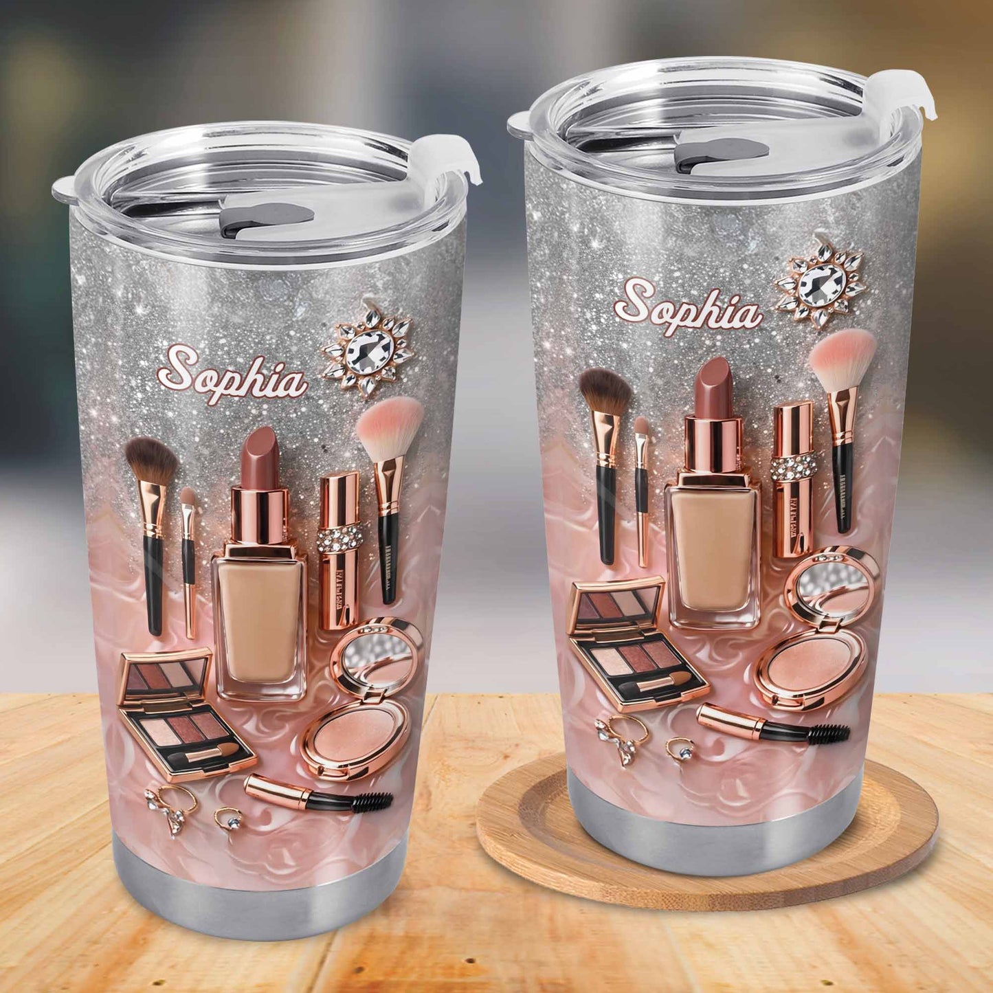 Stay Fabulous With Every Sip Glitter Makeup Brushes and Lipstick