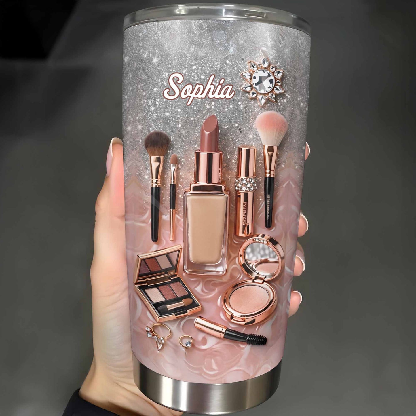 Stay Fabulous With Every Sip Glitter Makeup Brushes and Lipstick