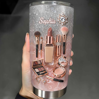 Stay Fabulous With Every Sip Glitter Makeup Brushes and Lipstick
