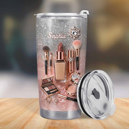 Stay Fabulous With Every Sip Glitter Makeup Brushes and Lipstick