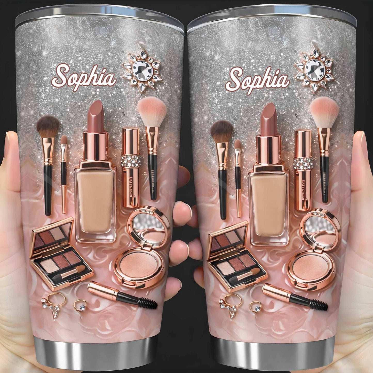 Stay Fabulous With Every Sip Glitter Makeup Brushes and Lipstick