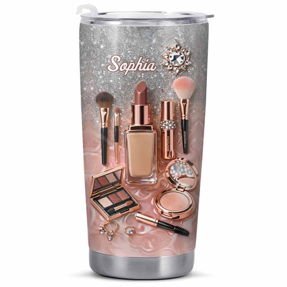 Stay Fabulous With Every Sip Glitter Makeup Brushes and Lipstick