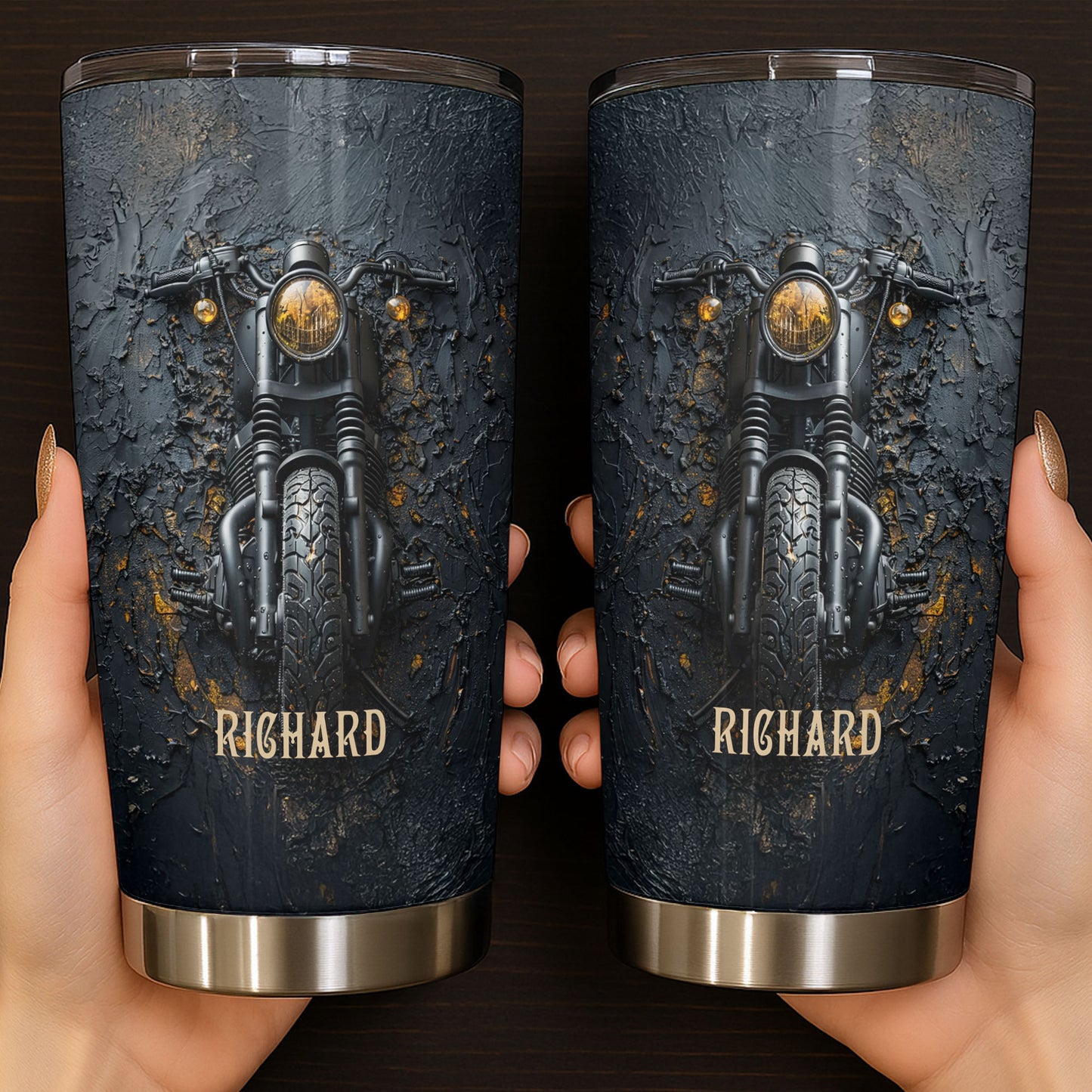 Classic Motorcycle Design With Custom Name And Vintage Art