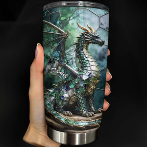 Mystical Stained Glass Dragon Guardian Fantasy Art