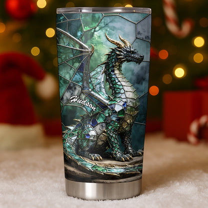 Mystical Stained Glass Dragon Guardian Fantasy Art