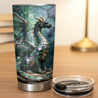 Mystical Stained Glass Dragon Guardian Fantasy Art