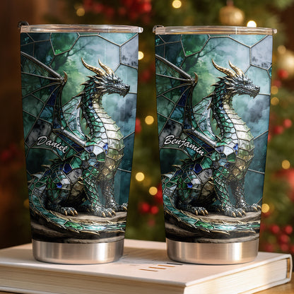 Mystical Stained Glass Dragon Guardian Fantasy Art