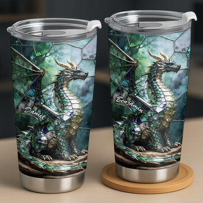 Mystical Stained Glass Dragon Guardian Fantasy Art