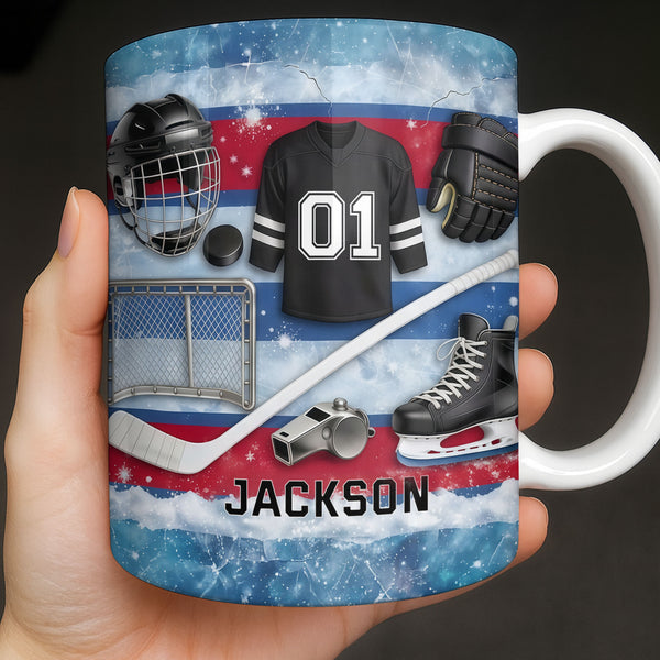 Ice Hockey Equipment Collection With Jersey Helmet And Skates - Personalized Custom Coffee Mug - HOB135_MG