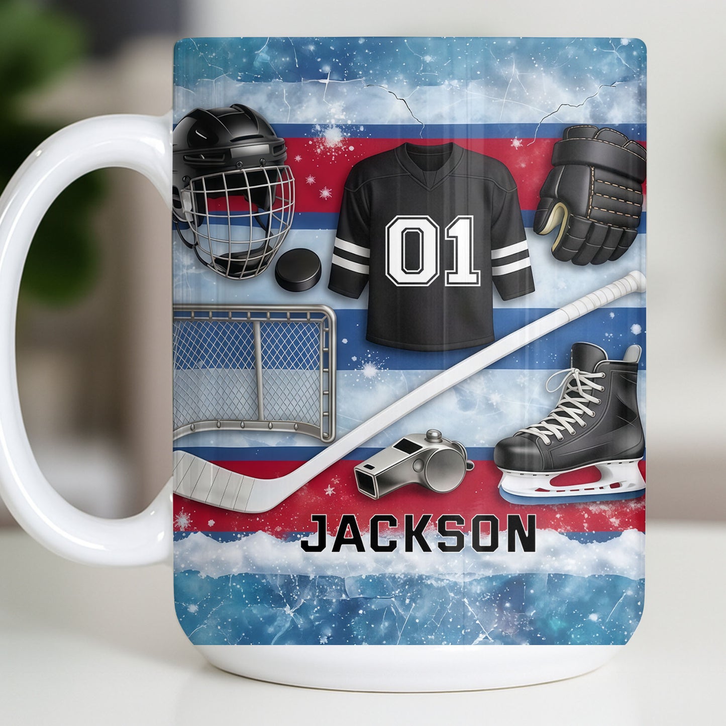 Ice Hockey Equipment Collection With Jersey Helmet And Skates - Personalized Custom Coffee Mug - HOB135_MG