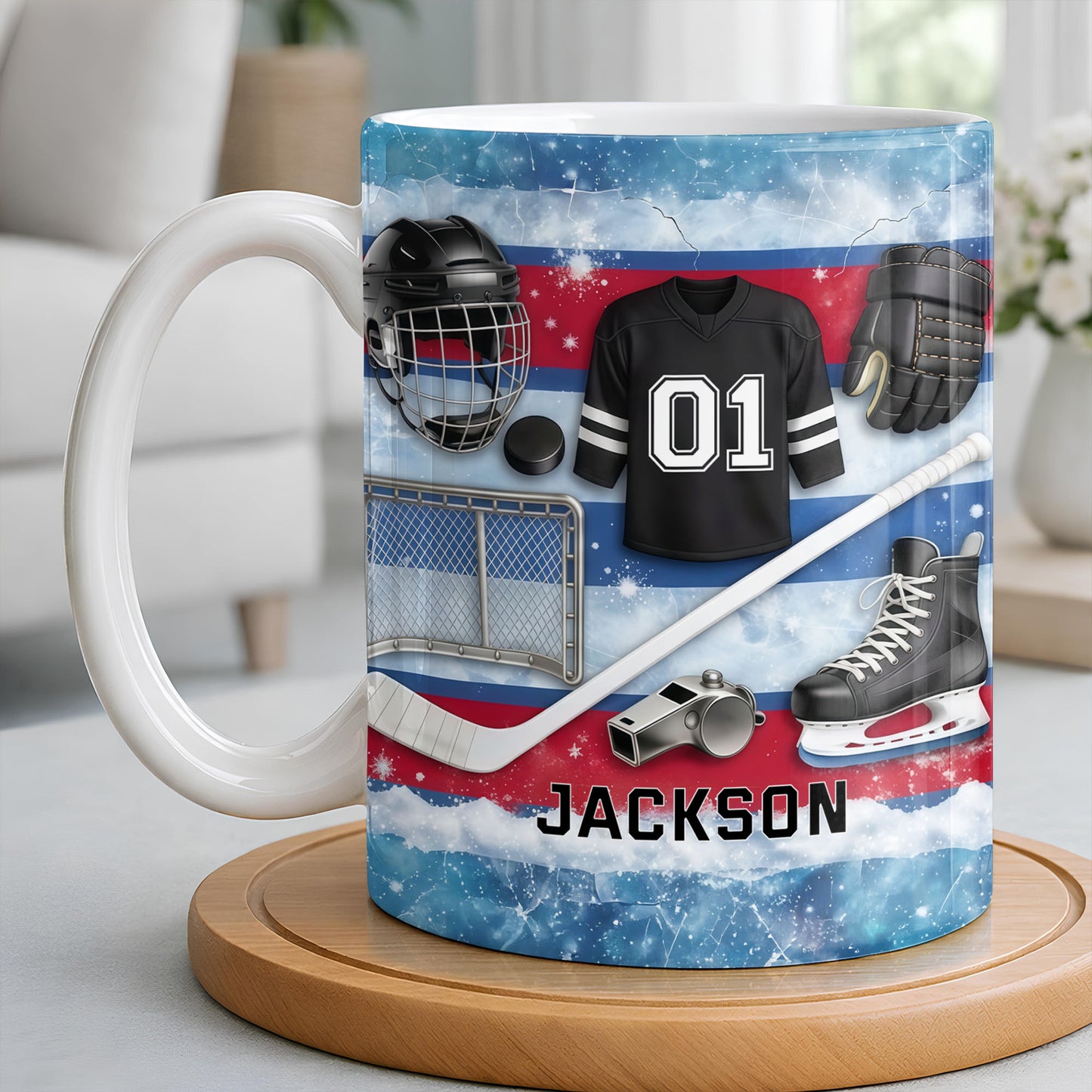 Ice Hockey Equipment Collection With Jersey Helmet And Skates - Personalized Custom Coffee Mug - HOB135_MG