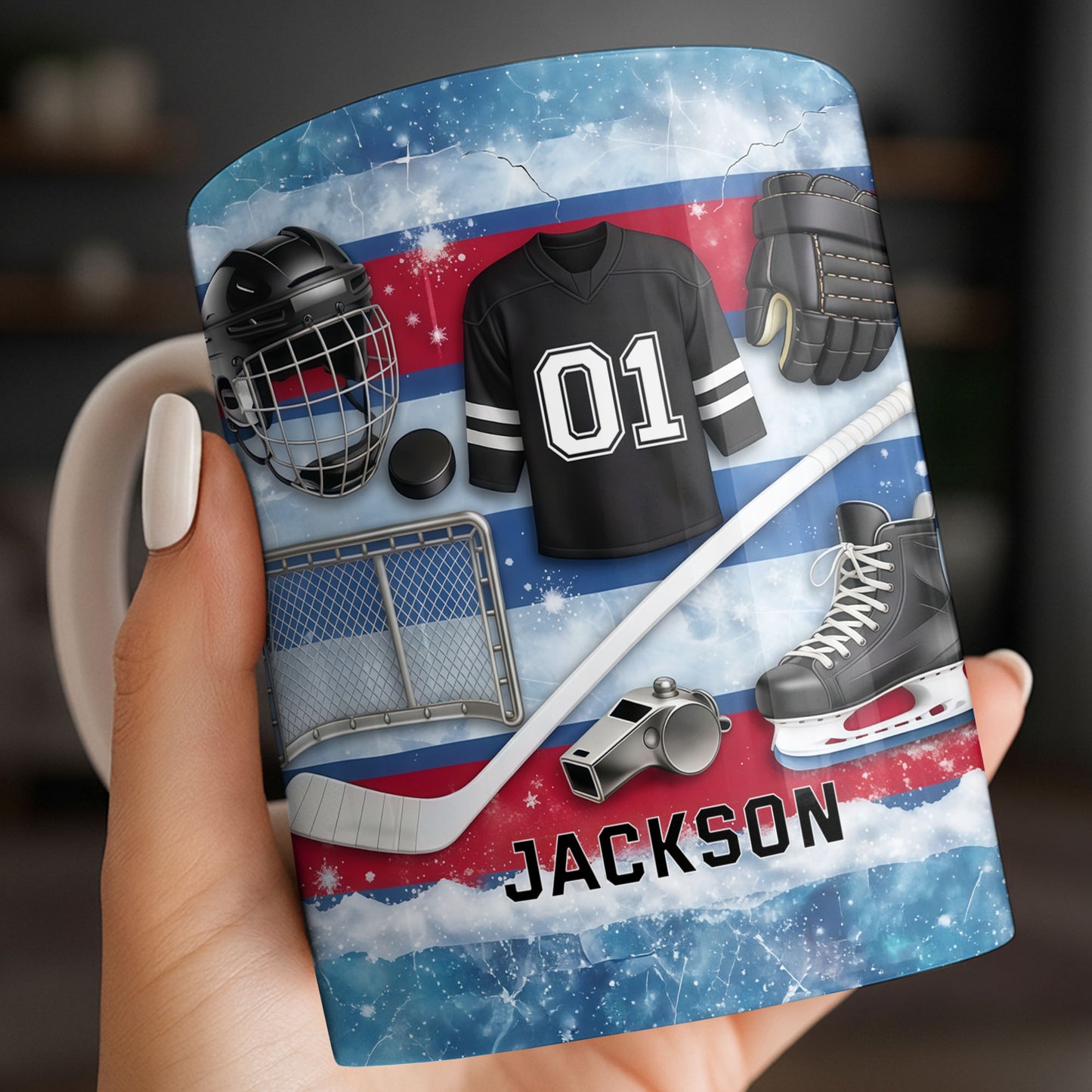 Ice Hockey Equipment Collection With Jersey Helmet And Skates - Personalized Custom Coffee Mug - HOB135_MG