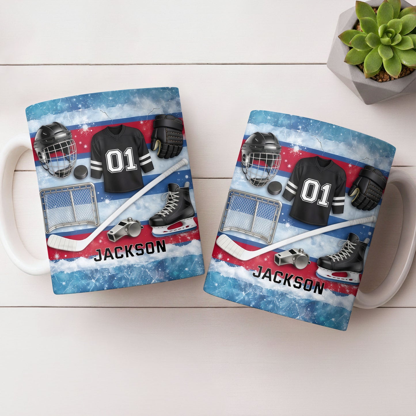 Ice Hockey Equipment Collection With Jersey Helmet And Skates - Personalized Custom Coffee Mug - HOB135_MG