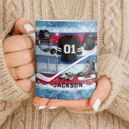 Ice Hockey Equipment Collection With Jersey Helmet And Skates - Personalized Custom Coffee Mug - HOB135_MG