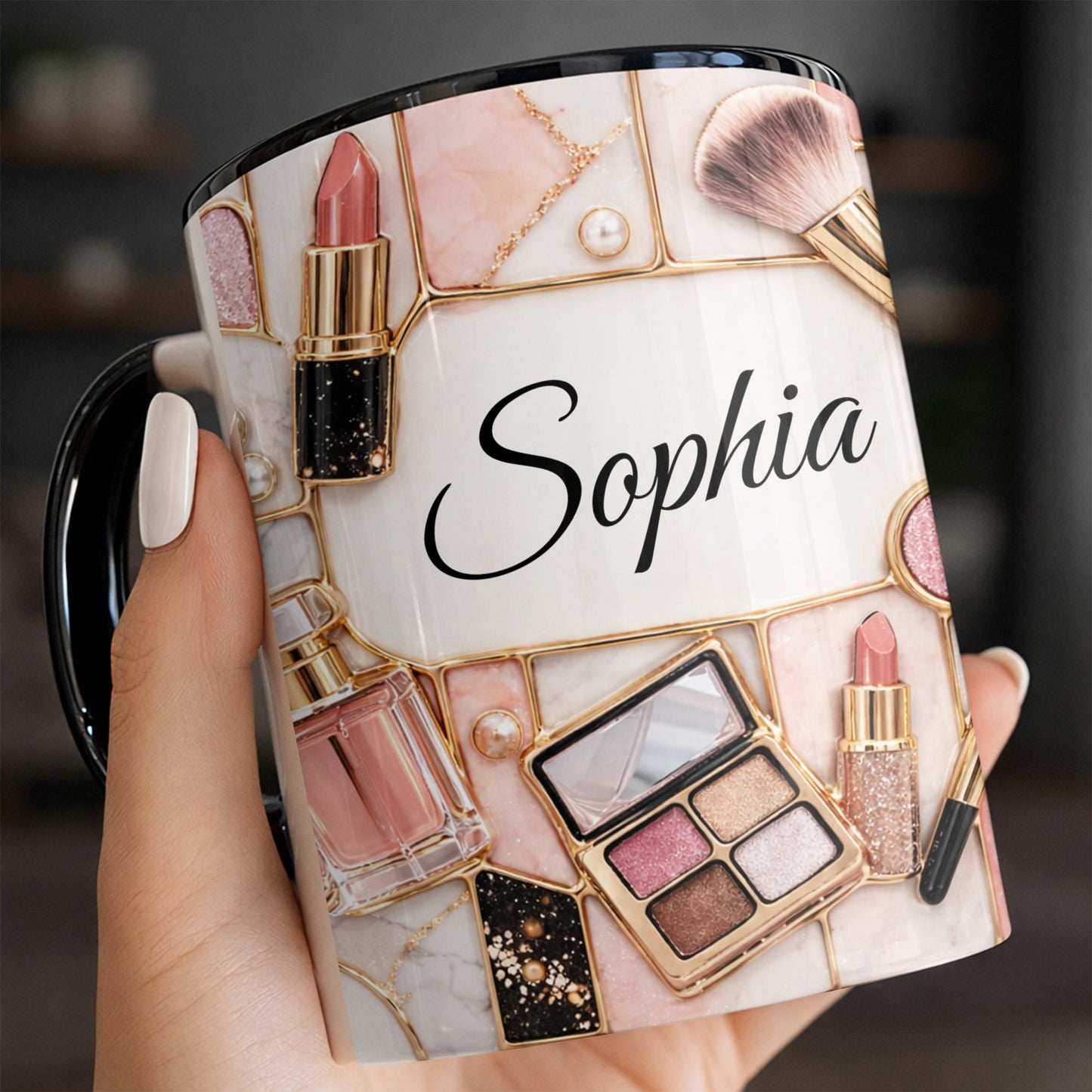 Beauty Is My Passion Makeup Art With Lipstick And Brushes - Personalized Custom Accent Mug - HOB162_AMUG