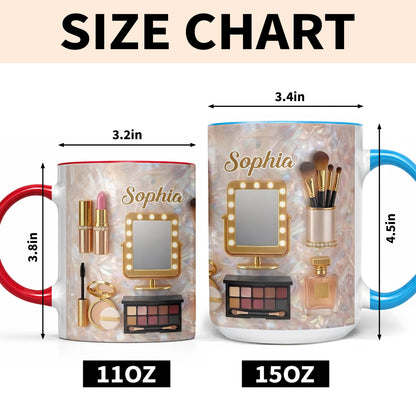 Chasing Dreams And Highlighting Themes Makeup Kit Mirror And Lipstick - Personalized Custom Accent Mug - HOB170_AMUG