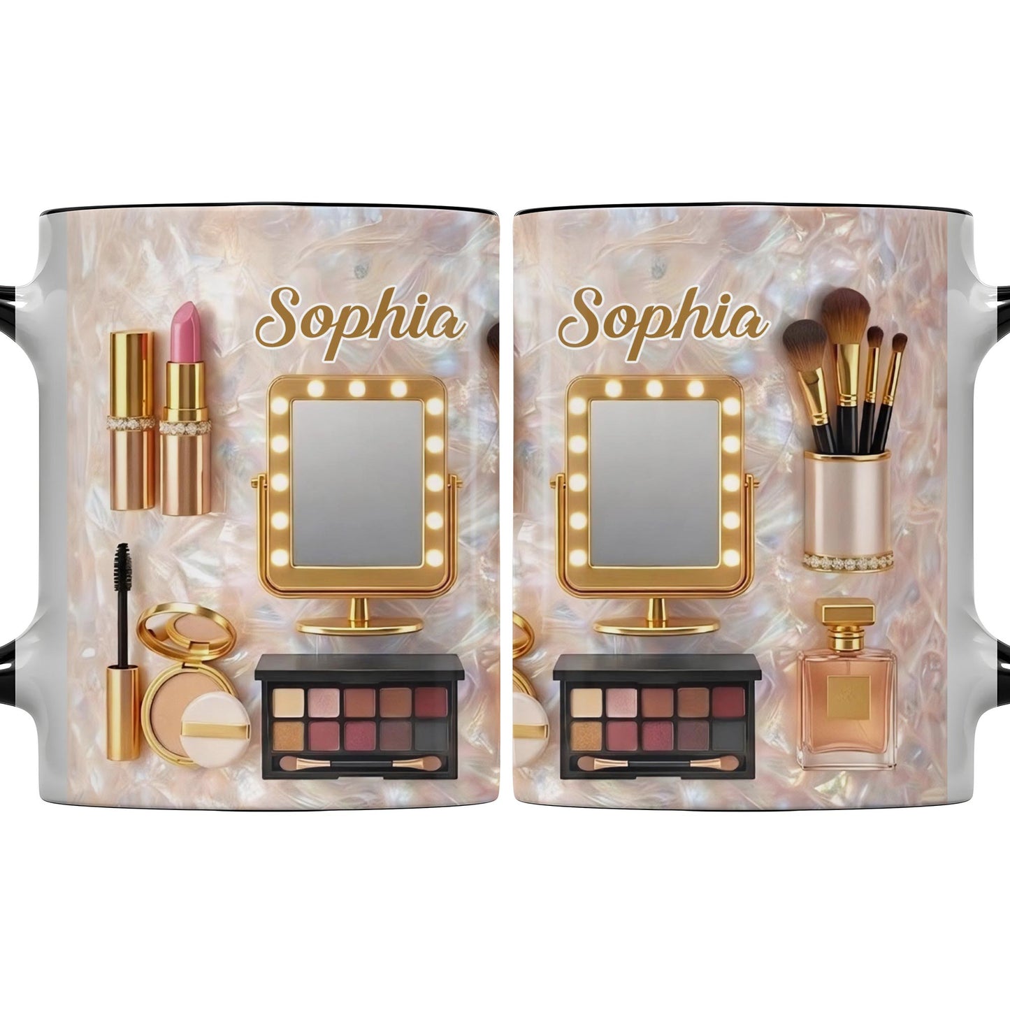 Chasing Dreams And Highlighting Themes Makeup Kit Mirror And Lipstick - Personalized Custom Accent Mug - HOB170_AMUG
