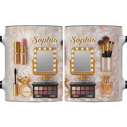 Chasing Dreams And Highlighting Themes Makeup Kit Mirror And Lipstick - Personalized Custom Accent Mug - HOB170_AMUG